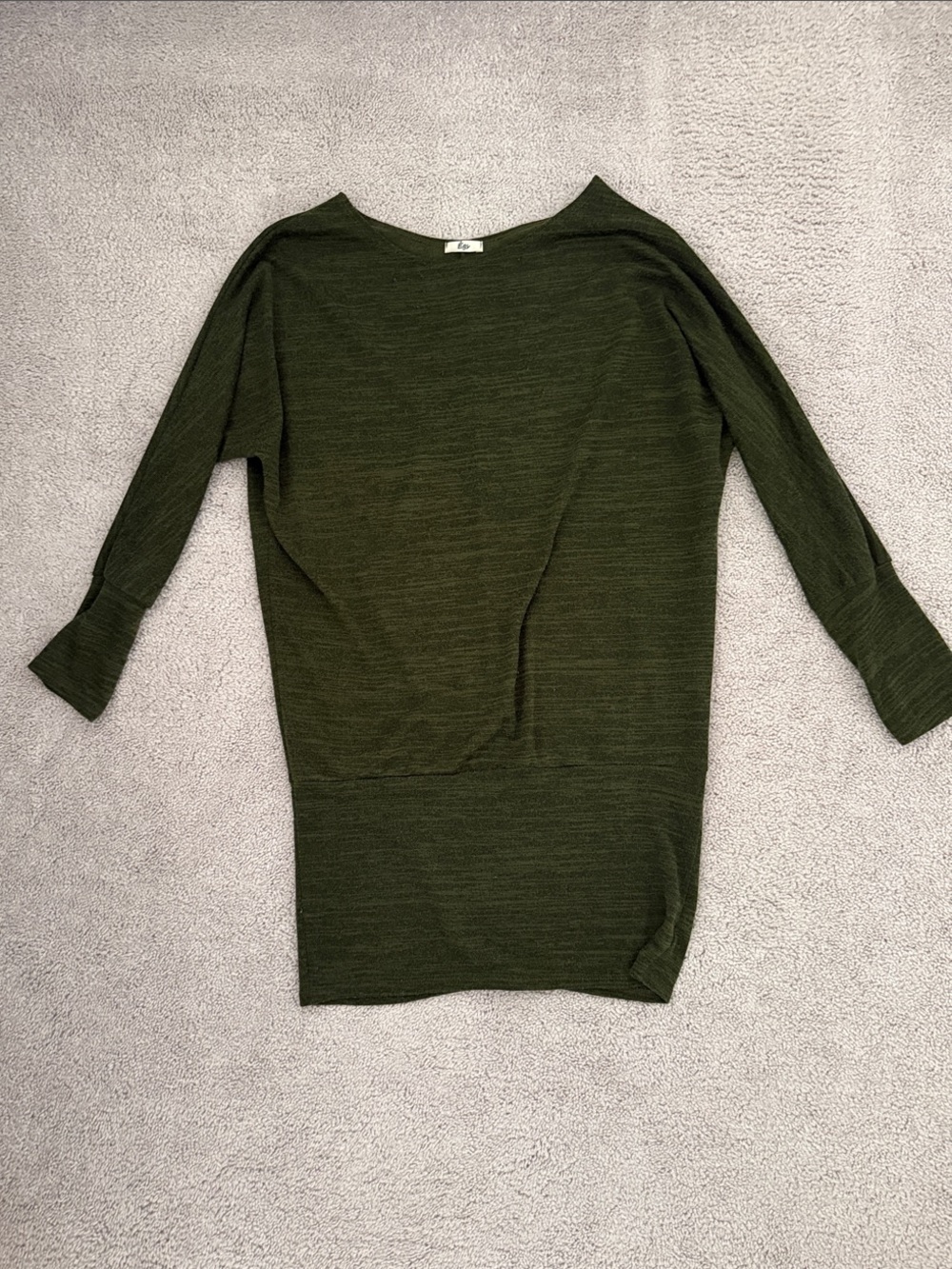 Olive Green Knit Tunic Sweater Dress